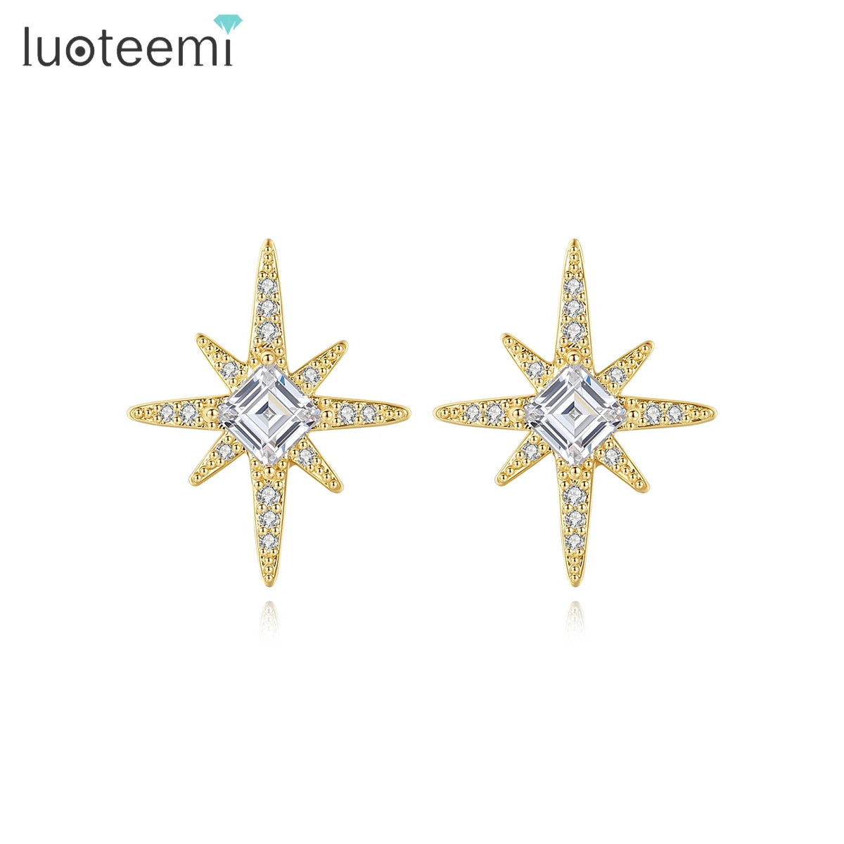 LUOTEEMI New Brass Lady Jewelry and Earing Bling Out Gold Woman Stud Organizer Fashion Large Earring