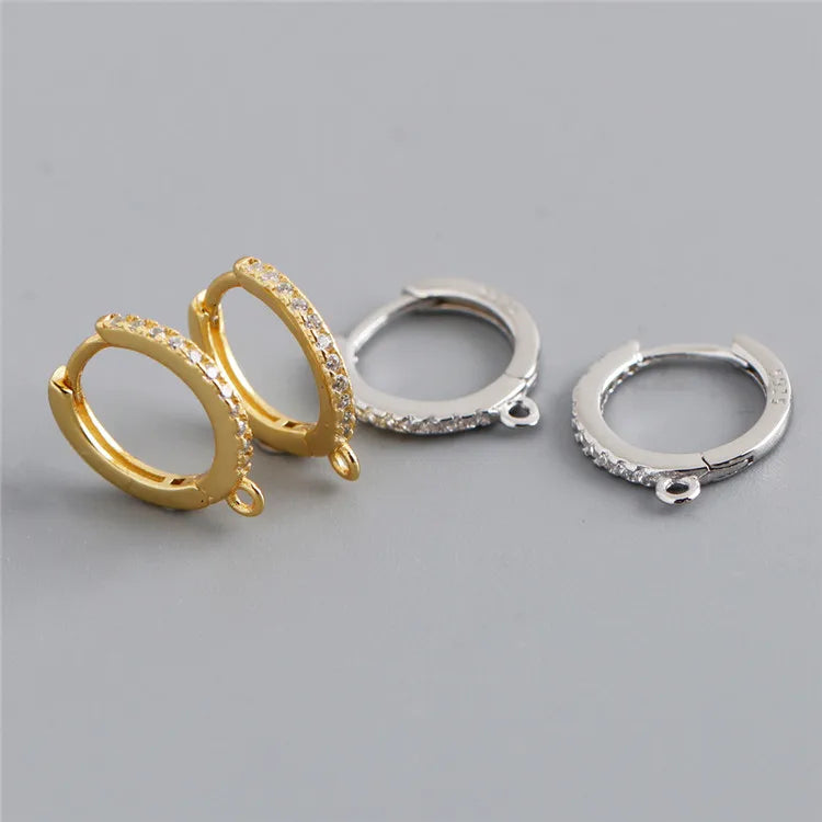 SP Factory Fine Jewelry Making Hoops S925 Sterling Silver Zircon Hoops DIY Earrings Making Accessories