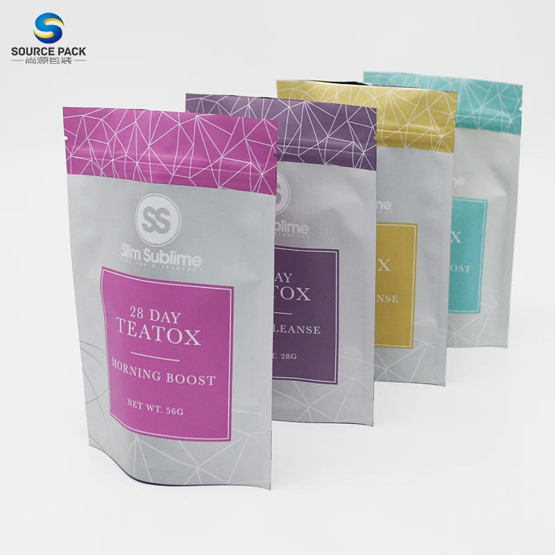 Digital Printing Zipper Stand up Tea Bags Plastic Aluminum Foil Laminated Good Barrier Green Tea Red Tea Matcha Powder Bags