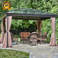Modern Outdoor Aluminum Gazebo Powder Coated Frame Polycarbonate Panels Free Standing Waterproof for Balcony Use Sun Shade UV