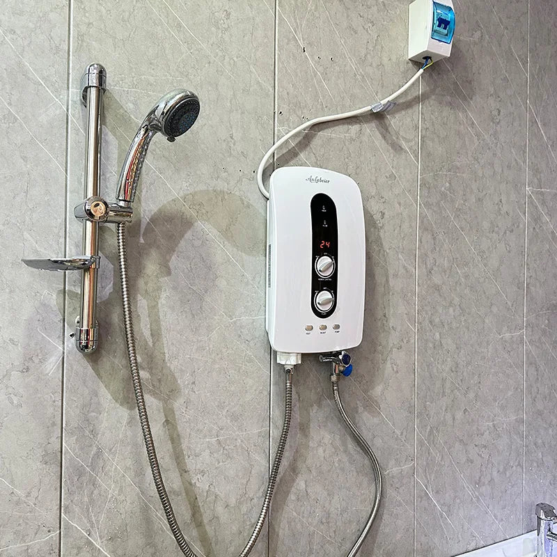 Anlabeier 220V 5500W Led Display Tankless Hot Shower Bathroom Instant Electric Water Heater with Water Flow Switch