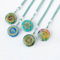 Wholesale Epoxy Resin Pendant Necklace with Crystal Chips Handmade Geometric Sweater Chain Natural Stone Resin Jewelry