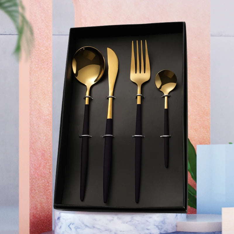 Stainless Steel 304 Tableware Plated Cutipol Cutlery Set With Gift Box