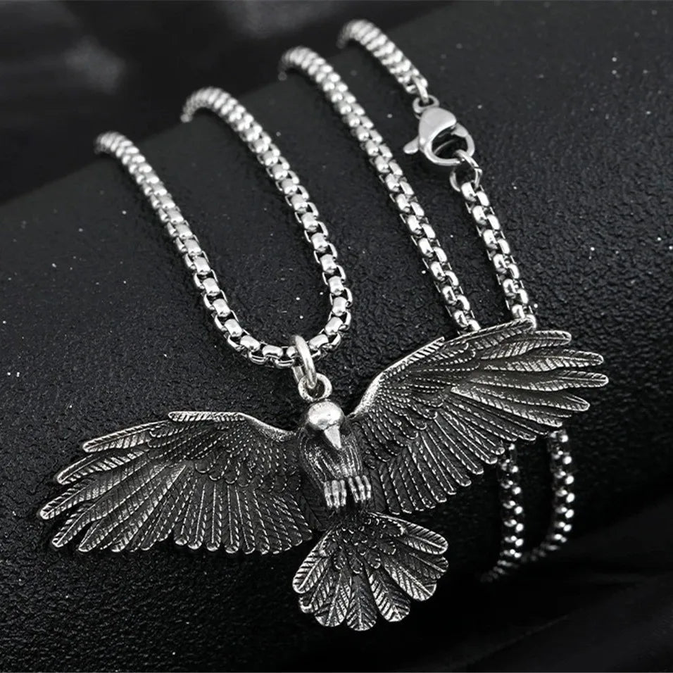 Viking Jewelry Titanium Steel Necklace Eagle Pendant Chain Necklace Jewelry for Men Boys Chains Pendant Necklace Choker Male