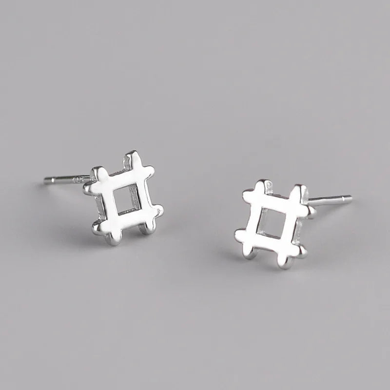REETI 925 Sterling Silver Geometric Stud Earrings for Women Girls Fashion Jewelry