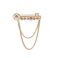 Fashion Rhinestone Key Tassel Chain Lapel Pin Cardigan Shirt Buckle Collar Pin Brooch Clip Gold Silver Men's Suit blazer Brooch