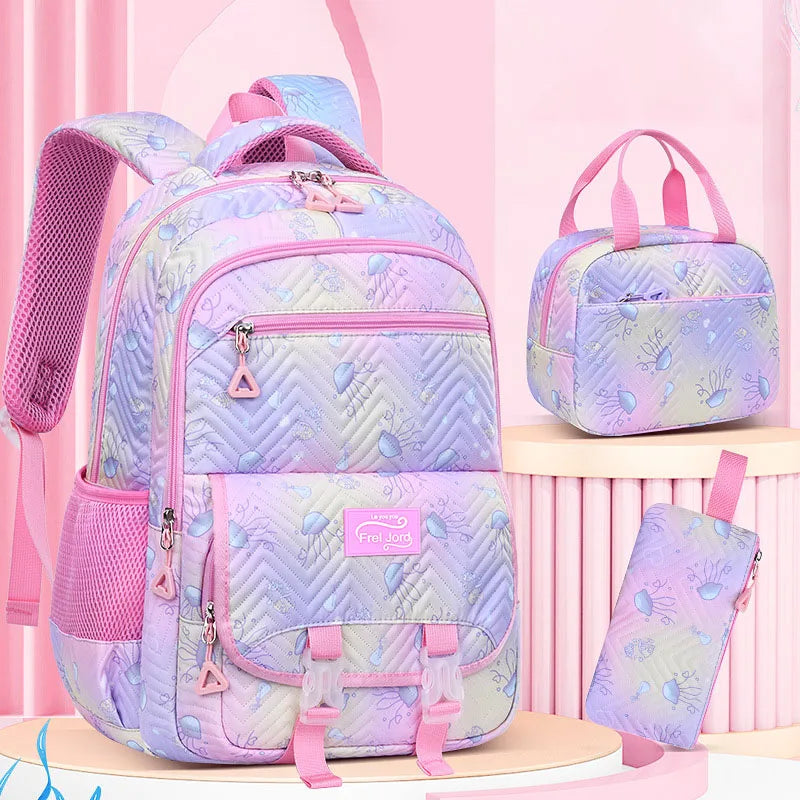 3 in 1 School Backpacks New Fashion 3 Pcs Students School Bag Set Sweet Color Backpack With Lunch Bag and Pencil Case