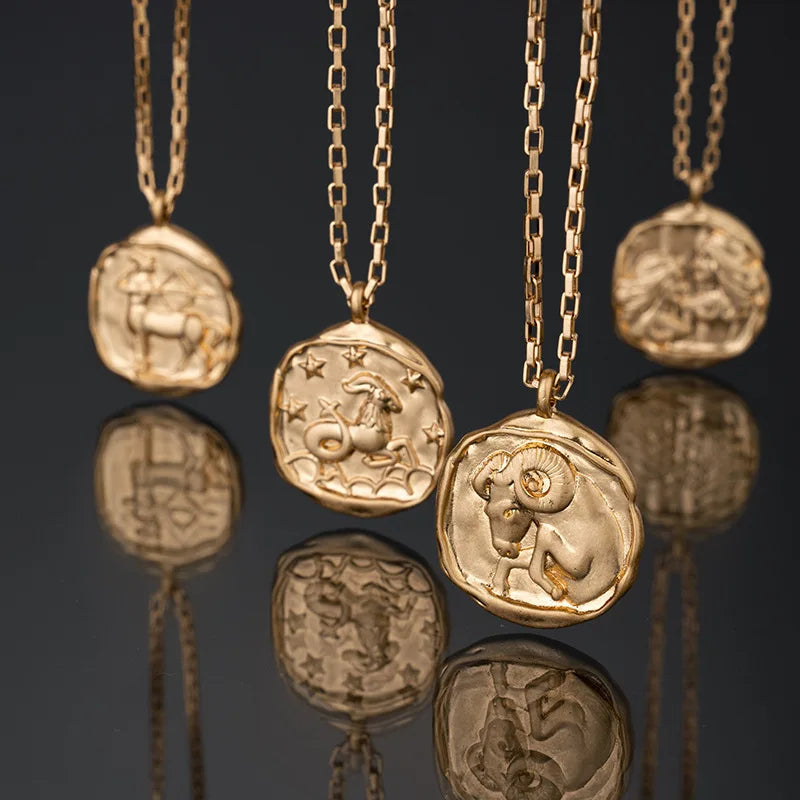 DAIHE Fashion Jewelry Zodiac Necklace Gold Plated Personalised Stainless Steel Necklace