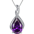 Huitan 2021 Water Drop Pendant Necklaces Big Pear Colorful Gemstone Mujer Charming Twisted Silver Necklaces Women