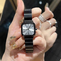 Popular Luxury Women's Quartz Watch Waterproof Sport Design Black Stainless Steel Bamboo Knot Style Glass Dial Window Alloy Case