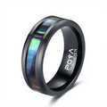 Poya Fashionable Wholesale 8mm Abalone Shell Inlay Tungsten Ring Resizable for Wedding Engagement or Gift Fashion Jewelry
