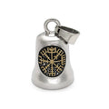 Stainless Steel Rhodium Plated Punk Biker Viking Rune Bell Crystal Pendant Twisted Singapore Chain for Engagement Anniversary