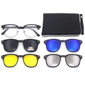 High-quality Multifunctional 4-in-1 Clip-On Sunglasses Frame with 4 Clips 1 Case TR90 Material Print Pattern Unisex Design