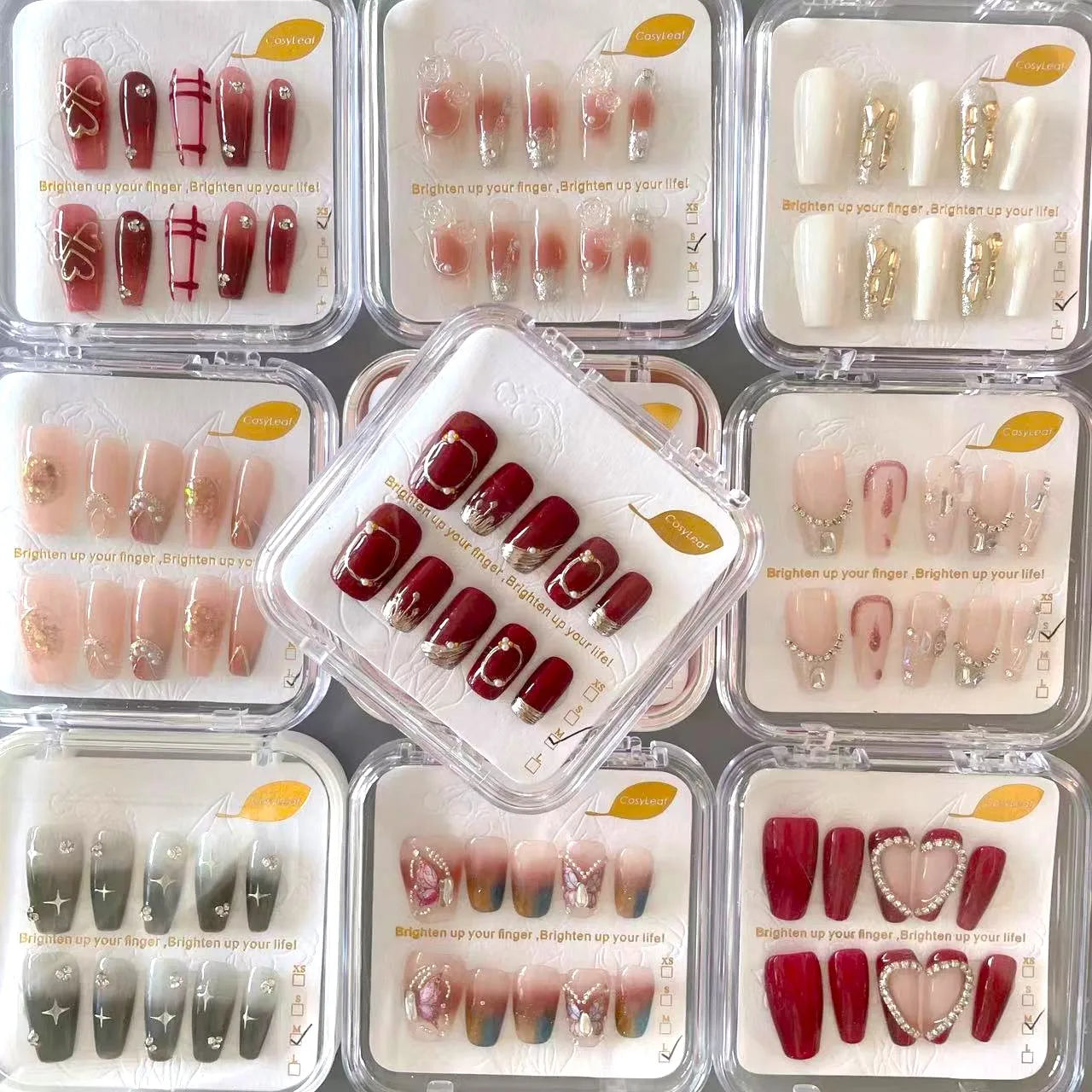 New Designs Fashion Luxury False Nails Custom Private Label Coffin Diamond Handmade Press on Nails