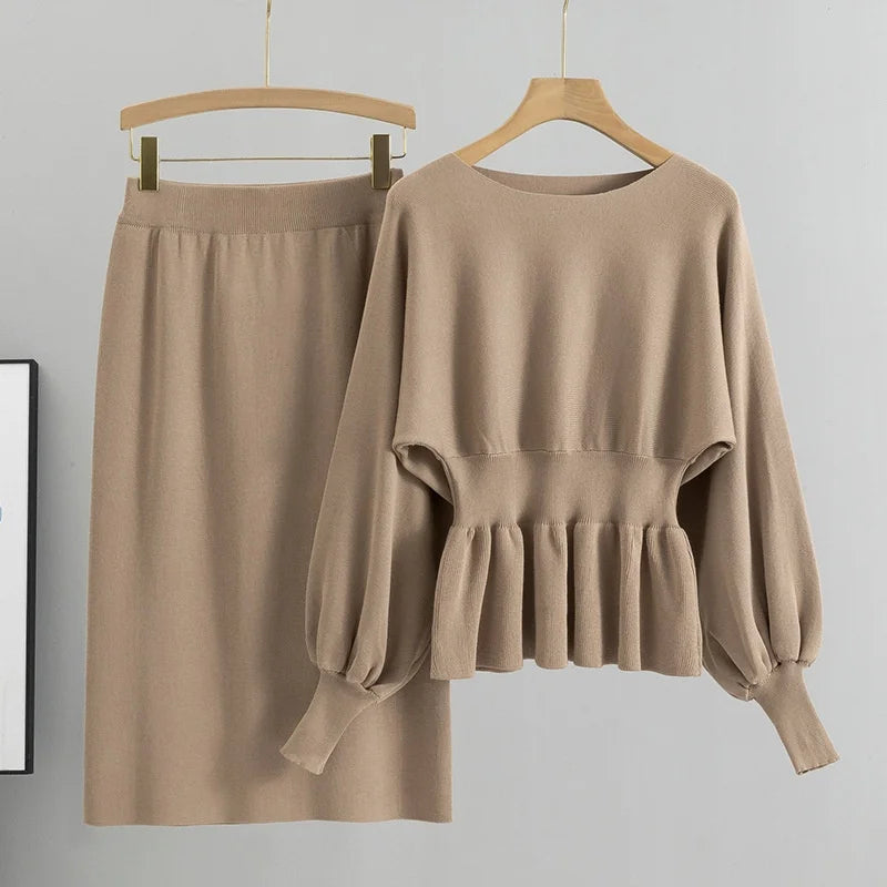 Women's Trendy French Socialite Suit Two-Piece Set Solid Pattern Casual Style Factory Wholesale for Spring & Fall