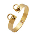 18K Gold Plated Stainless Steel Jewelry Double Round Ring Open Bangles Cuff Bracelets B8775