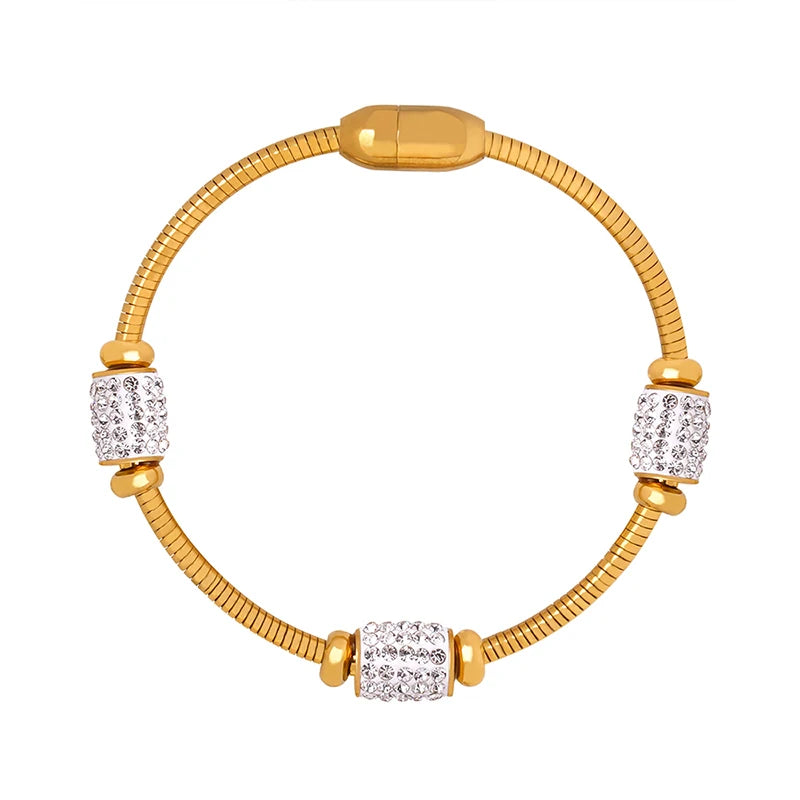 Wholesale Customizable Czech Diamond Gold Plated Woman's Fashion Bracelet Personalized Cuff Bangle
