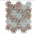 Elegant White Marble and Pink Marble Flower Pattern Mosaic Tile Polished Bath Wall Design for Elegant Villa Floor Interior Use