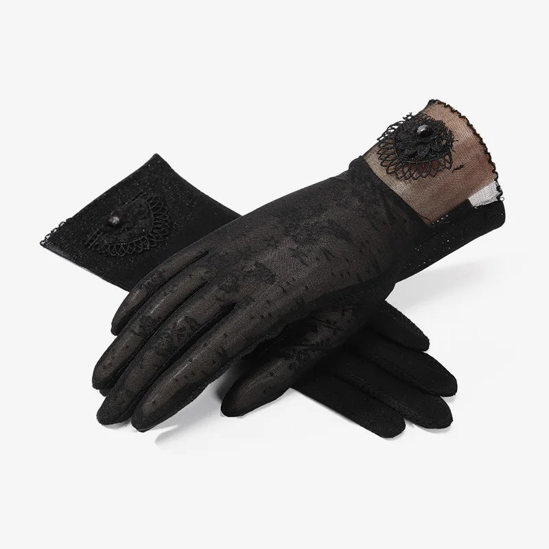 Elegant Lace Touch Screen Women protection Summer Car Driving Gloves