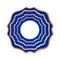 Nordic Style New Bone China Ceramic Plate Set Azure Blue Gold Edge Irregular Sunflower Design Chargers for Wedding Banquets
