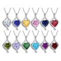 Personality Heart Pendant Necklace 925 Sterling Silver Birthstone Pendants Necklace Nature Stone Fine Jewelry Diy Stone Color