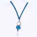 2 Pieces / Set Multi-functions Epoxy Craft Blue Simulate Rhinestone Cellphone Strap Keychain Student ID Card Badge Reel Lanyard