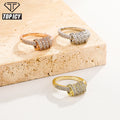TOP ICY Spiral Design Rose Gold CZ Micro Setting Gold Rings Design for Women Iced Out Rope Knot Fancy Rings for Women