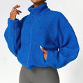 Custom Fluffy Sherpa Jackets Hoodie Plain Pocket Sport Wear Boxy Warm Outdoor Winter Sweater Zipper Cropped Fleece Jacket Women