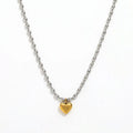 Joolim 18k Gold Plated PVD Chunky Bead Chain Heart Pendant Two-tone Necklace Stainless Steel Wholesale