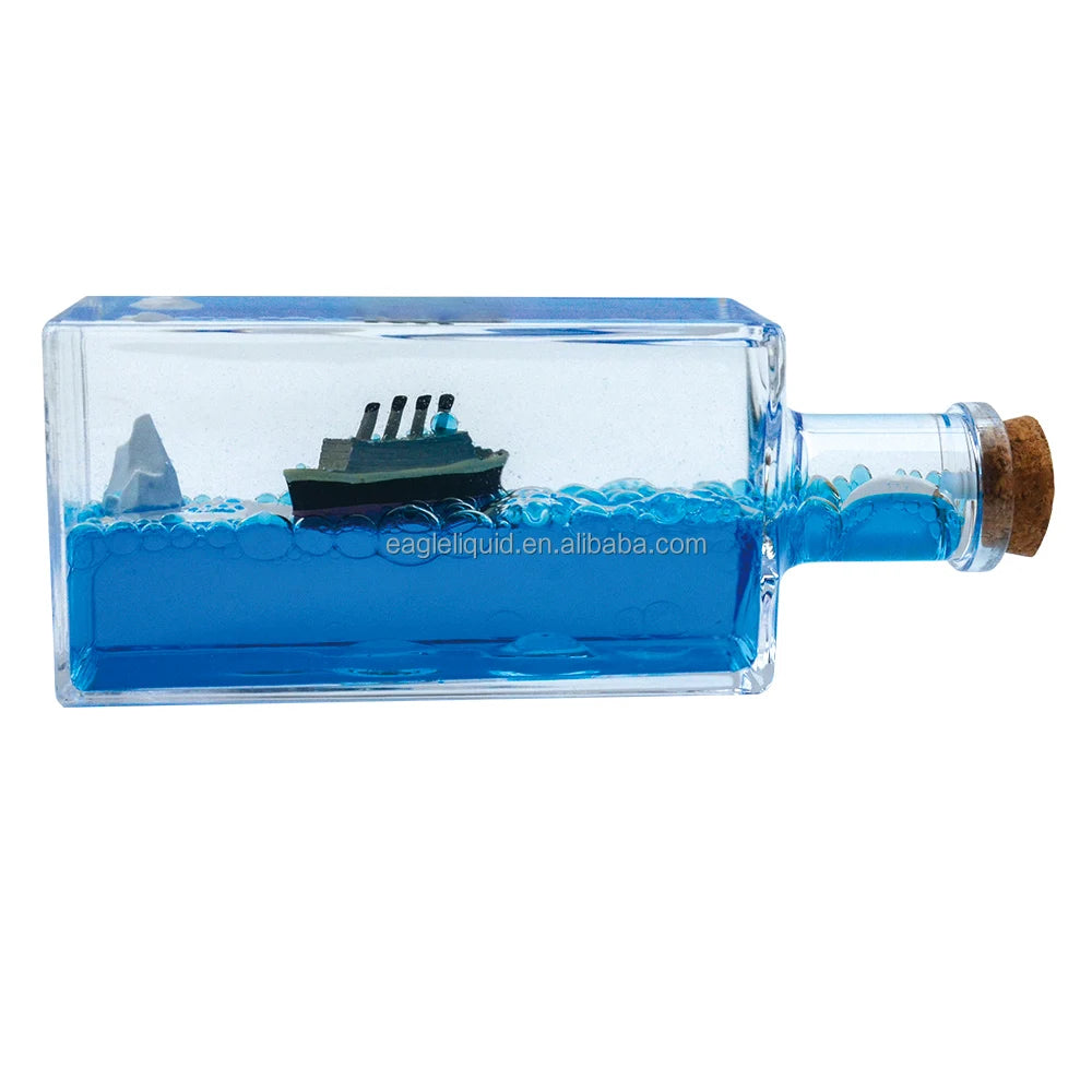 Cartoon Ship Fluid Drift Bottle Desktop Decoration Gifts Pirate Ship Relaxing Toys Cruise Ship Drifting Bottle