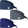 Cute Printed Working Cap With Button Sweatband Adjustable Tie Back Bouffant Hat for Women Men