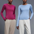 Fitness Yoga Long Sleeve Four Way Stretch Quick Dry Workout Shirts Women Seamless Sports Shirts