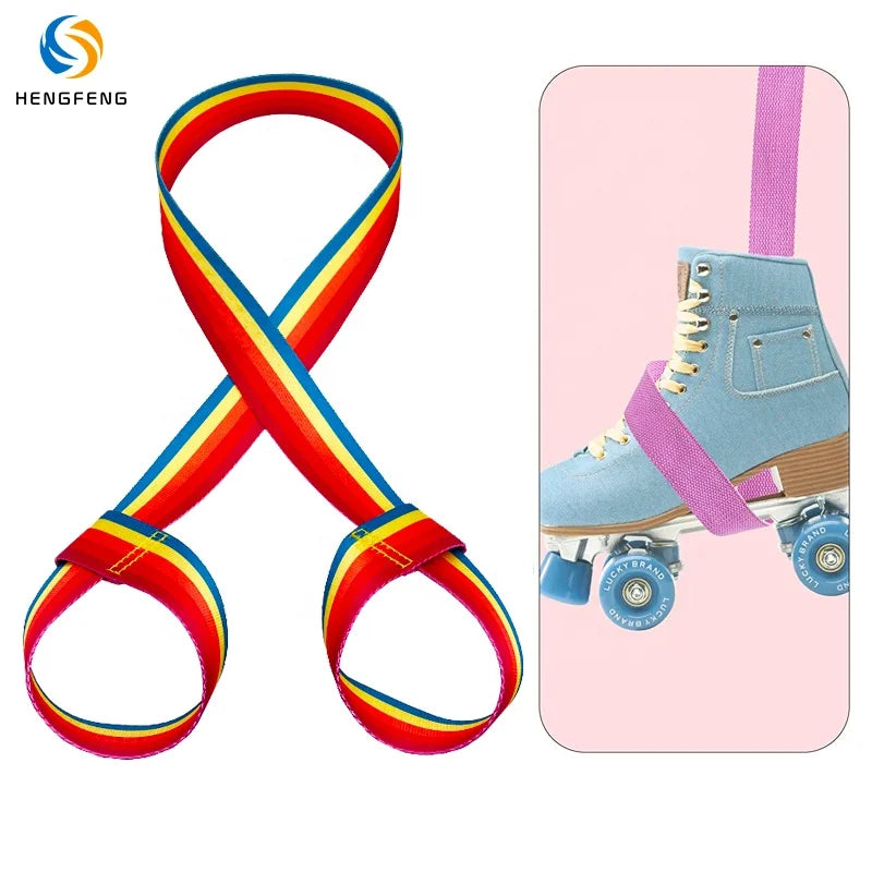 Custom Printed Adjustable Strap Twill Style Leopard/Striped Durable Waterproof Eco-Friendly Polyester Webbing Roller Skate Leash