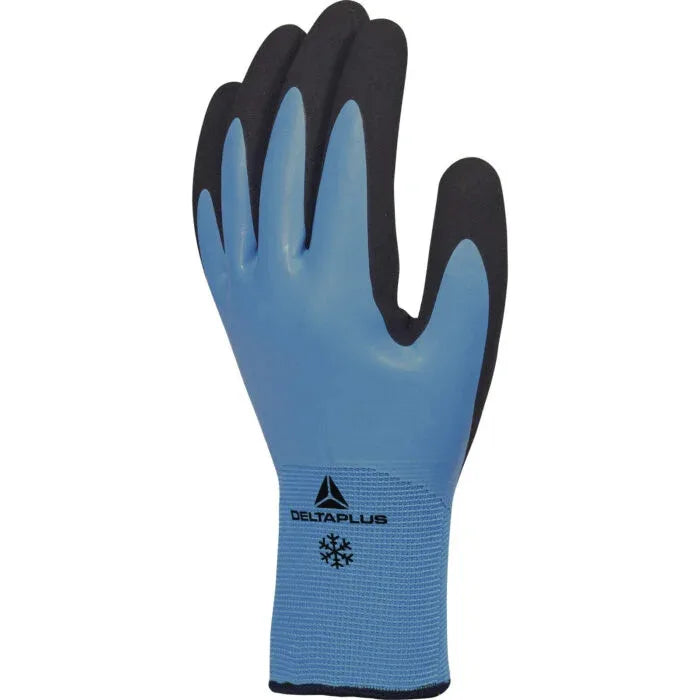 Delta Plus THRYM VV736 Work Gloves Black/Blue Anti-Cut Waterproof Acrylic and Polyamide with Latex Coating