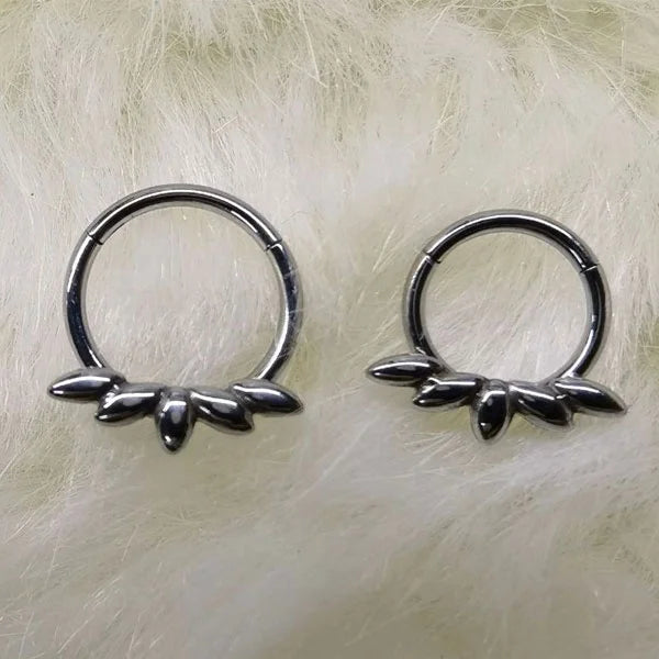 Wholesale Custom G23 Titanium 16G Flower Crown Nose Rings Hinged Segment Ring Tragus Septum Clicker Piercing Jewelry
