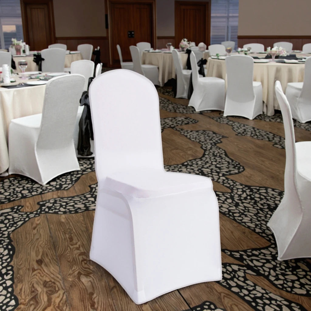 Hot Sale White Universal Spandex Stretch Elastic Chair Slipcover Economical Cover for Hotel Wedding Banquet or Party