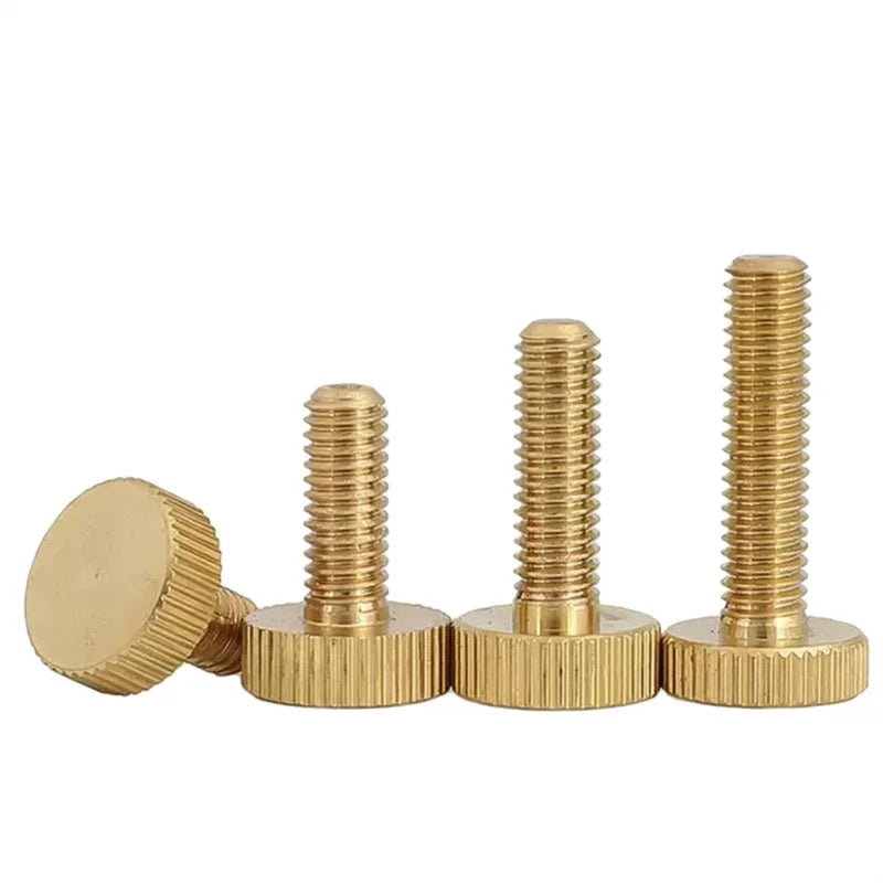 Solid Brass M3 M4 M5 M6 Flat Head Knurled Thumb Screws Hand Grip Knob Bolt 4 - 25mm Length