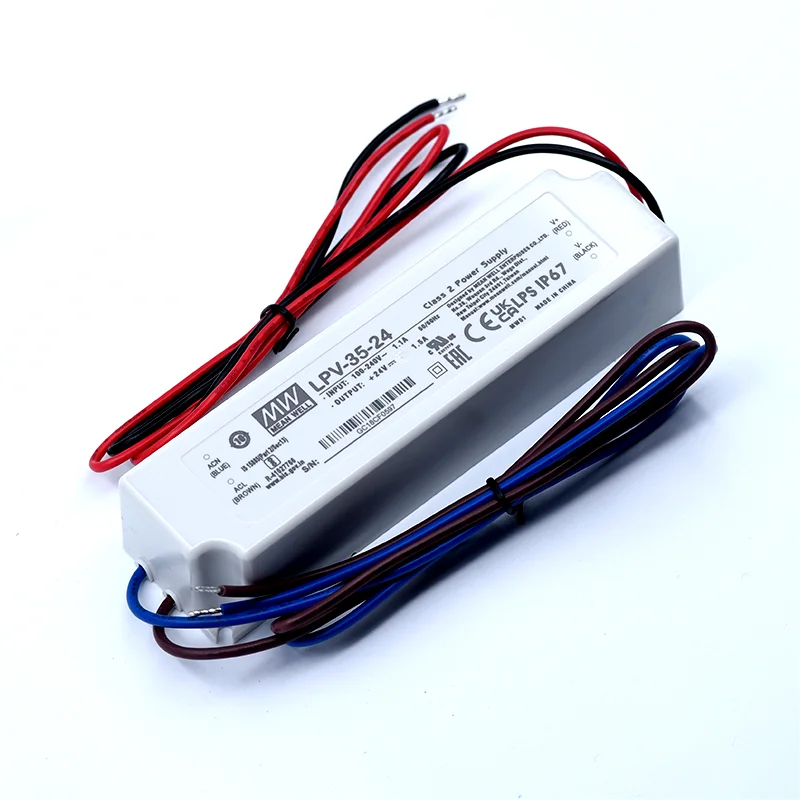 Mean Well LPV-35-5/12/15/24/36 5V 12V 24V 35W LED Switching Power Supply IP67 Waterproof AC Slim LED Driver Meanwell