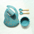 Wholesale New Customizable Kids Feeding Set Food Grade Silicone Tableware Printed Bib Cup Suction Cat Design Plate Mat Cutlery