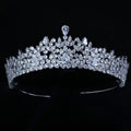 Platinum/24K Gold Plated Zircon Crowns Wedding Bridal Hair Accessories Headpiece Tiaras Dainty Women Hair Jewelry Pageant Crown
