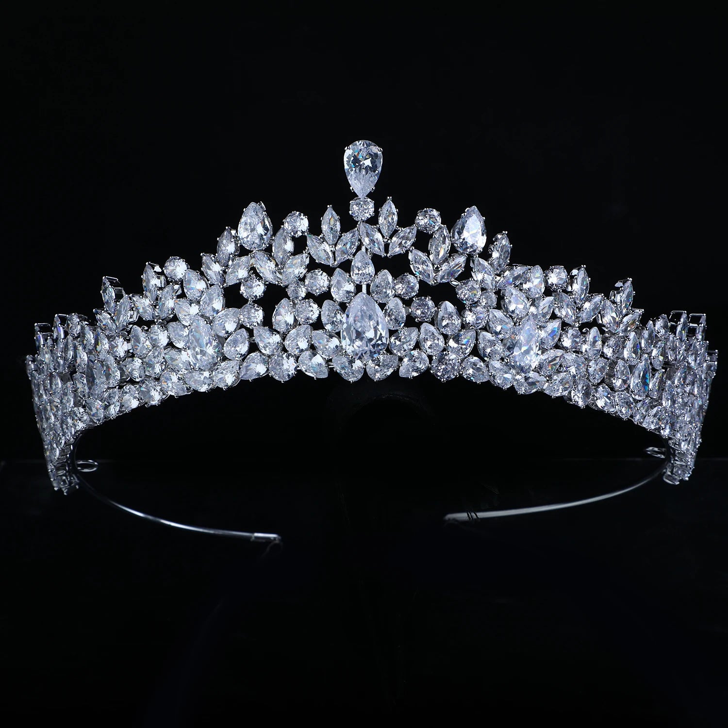 Platinum/24K Gold Plated Zircon Crowns Wedding Bridal Hair Accessories Headpiece Tiaras Dainty Women Hair Jewelry Pageant Crown