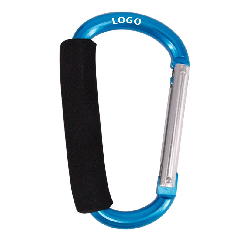 Custom Logo Large Aluminum Carabiner Keychain Foam Grip Snap Hook Clip for Outdoor Event Giveaways