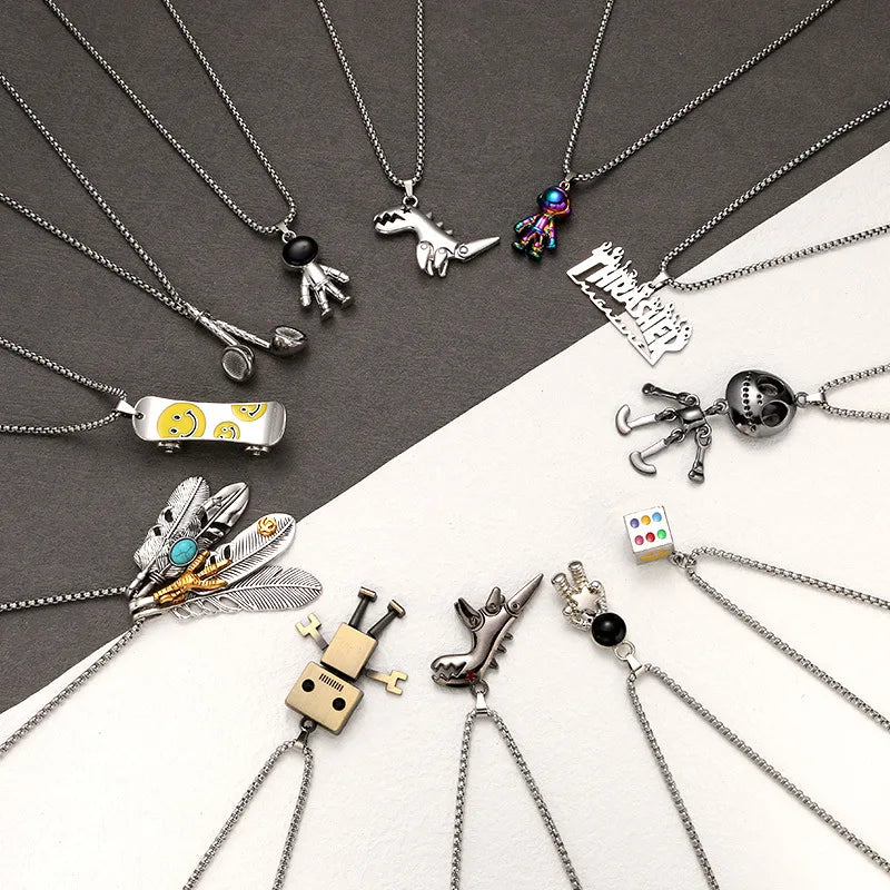 DAIHE Wholesale Hip Hop Multiple Styles and Colors Stainless Steel Street Personality Necklace for Men