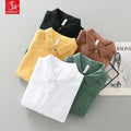 SK Customized for Polo Shirt with Turn Collar Colored Long Sleeves Loose Casual Fit Double-Layer 100% Cotton Breathable Pocket
