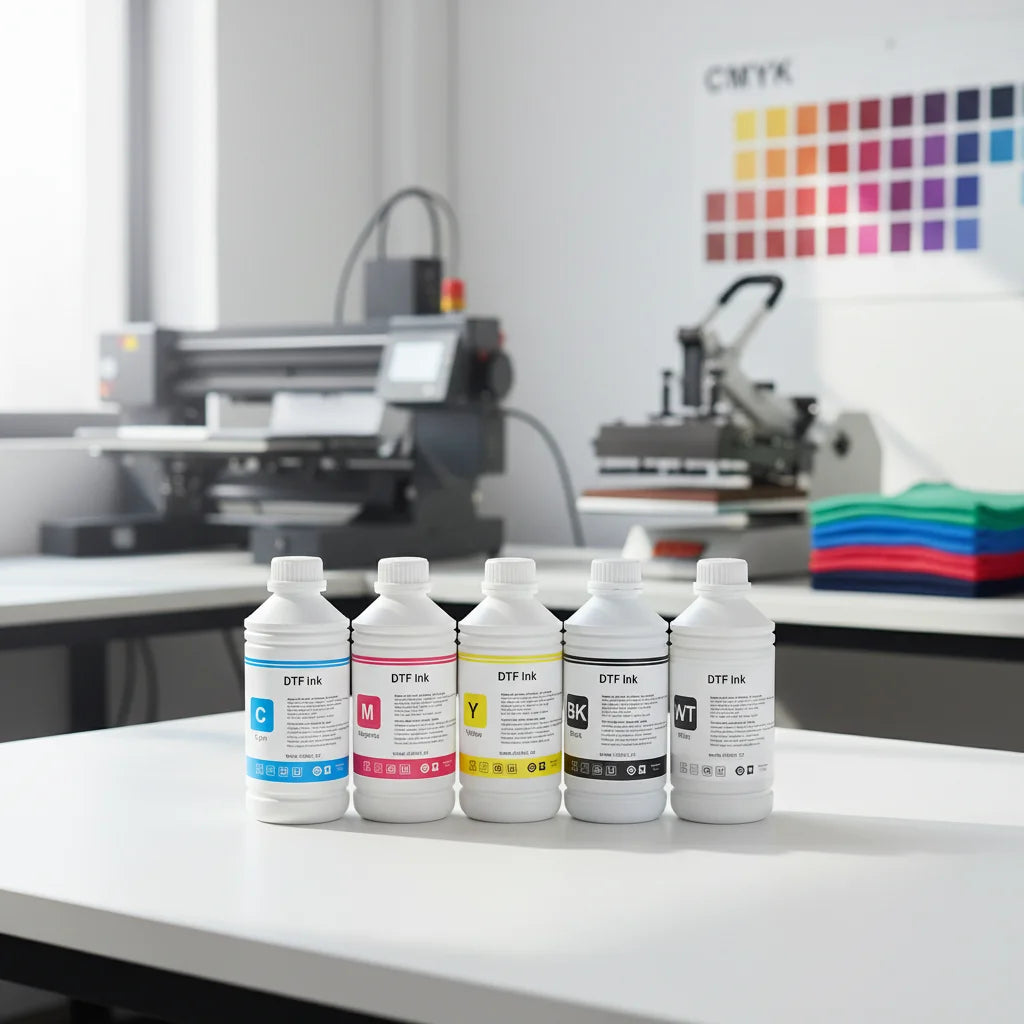 1000ML Premium CMYK White Heat Transfer DTF Pigment Textile Printing Ink for Epson I1600 Dx7 L805 L1800 L8050 Xp600 4720 Printer MegaBDM