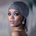 2023 New Glitter Rhinestone Diamonds Head Top Celebrity Black Shiny See Through Beach Headscarf