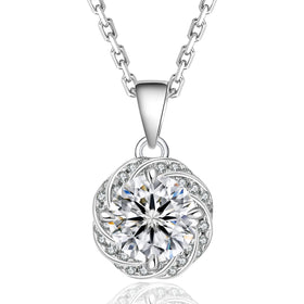 Women Anniversary Sparkling Gift Moissanite Jewelry Chain S925 Sterling Silver Flower Solitaire Moissanite Pendant Necklace