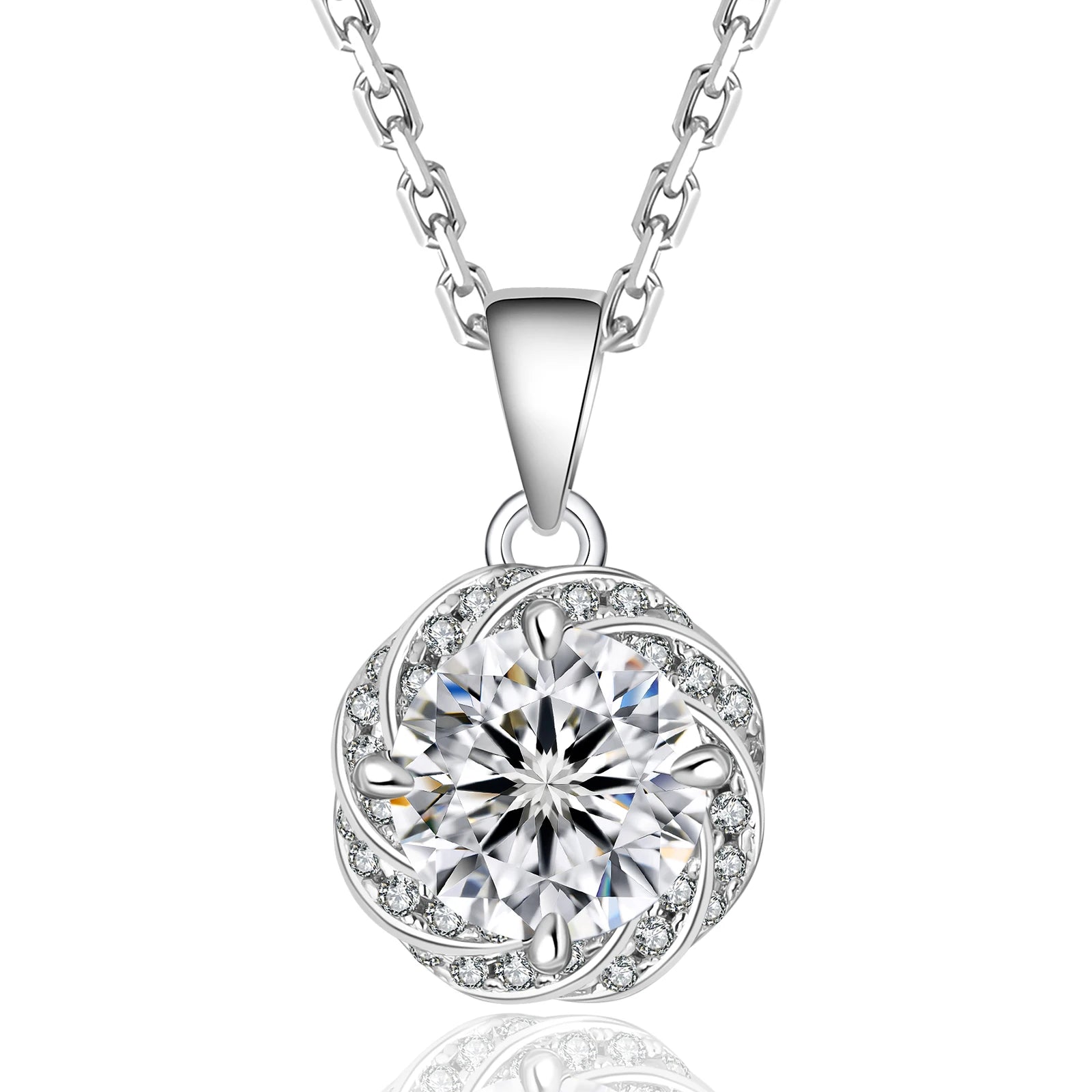 Women Anniversary Sparkling Gift Moissanite Jewelry Chain S925 Sterling Silver Flower Solitaire Moissanite Pendant Necklace