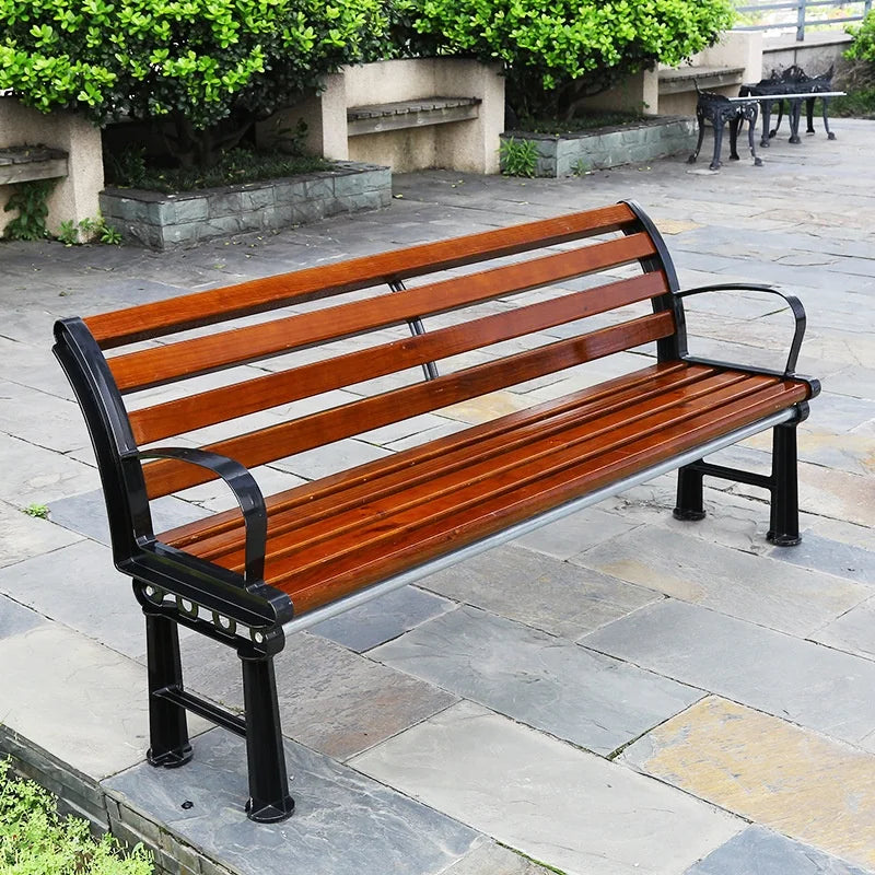 Hot Sale Modern European Style Cast Iron Patio Bench Weatherproof for Garden Park Villa Outdoor Gym School Hotel