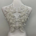 Custom Heavy Bead Embroidery Beaded Applique Fashion Bridal Neck Lace Applique